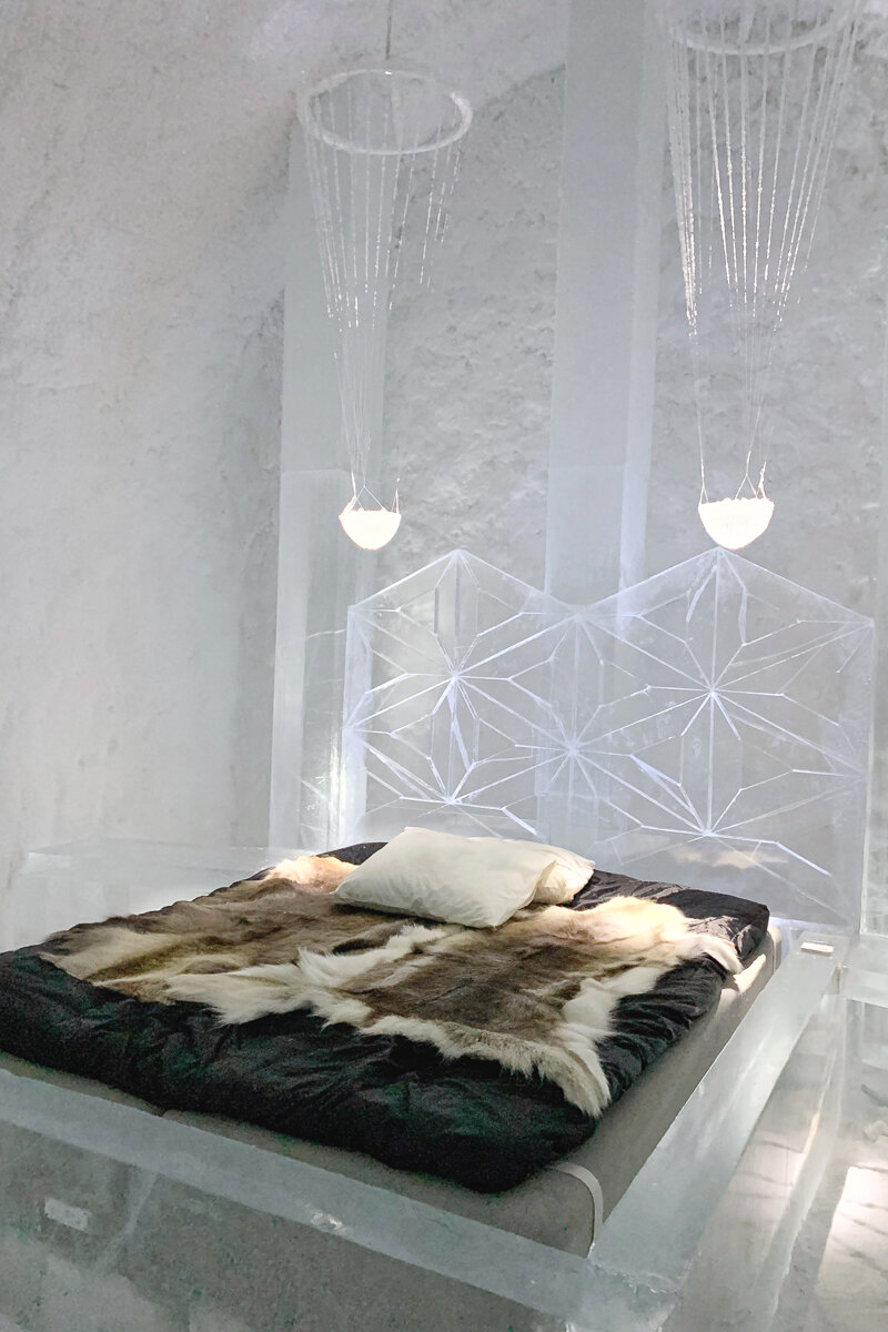 Chambre dans l'hôtel de glace de Kiruna