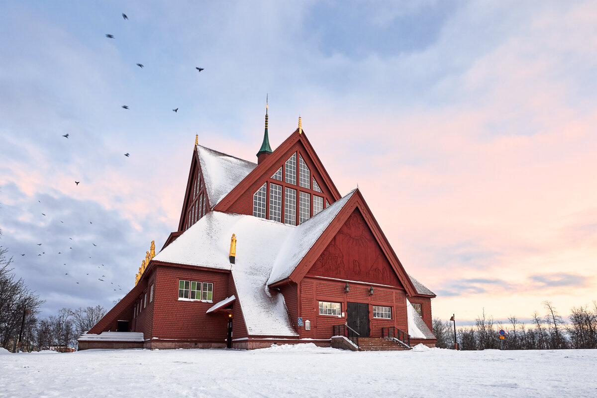 Eglise de Kiruna en hiver