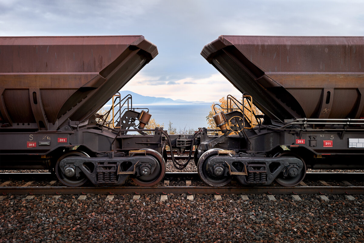Train d'extraction de minerai de fer à Kiruna en Suède
