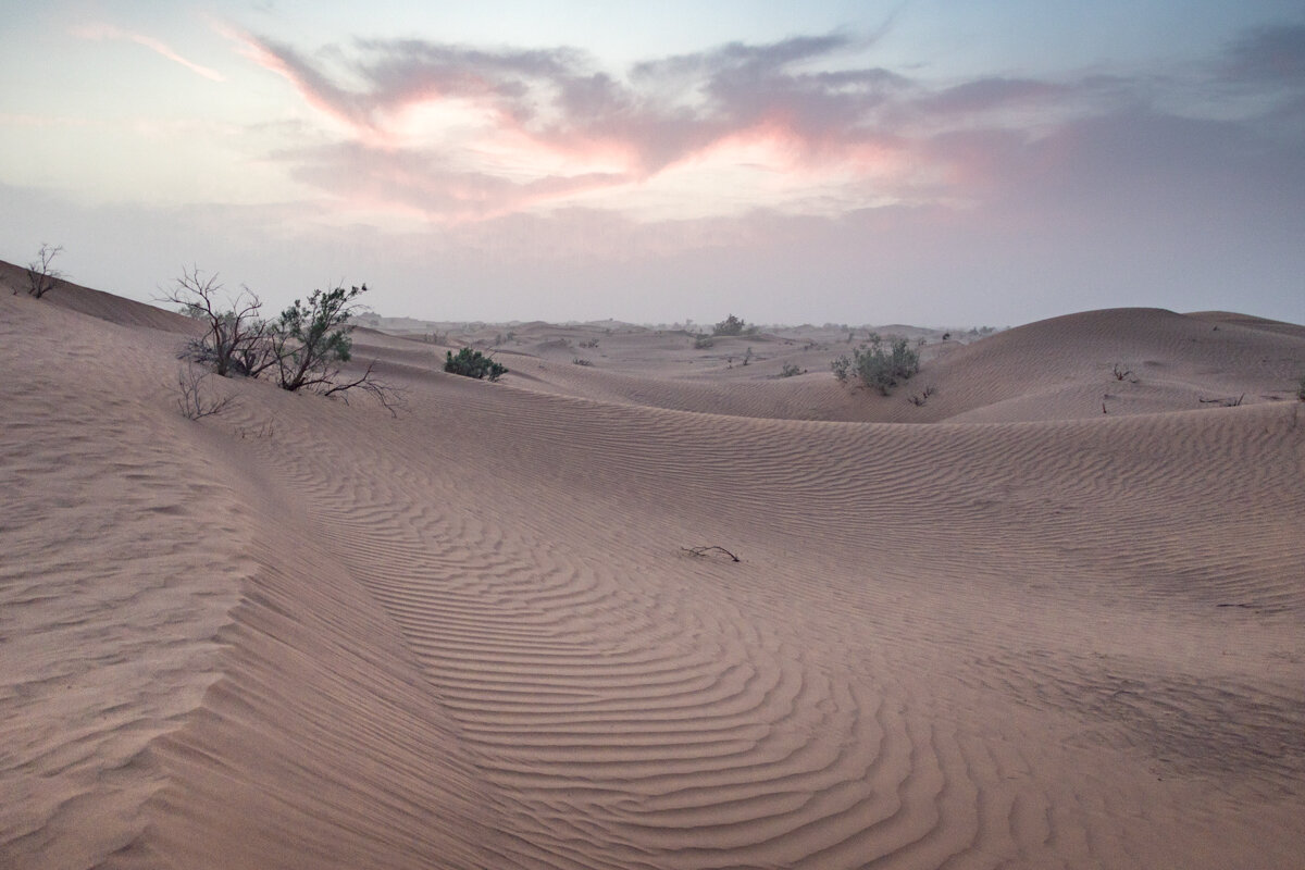 Coucher de soleil dans le désert de Mhamid