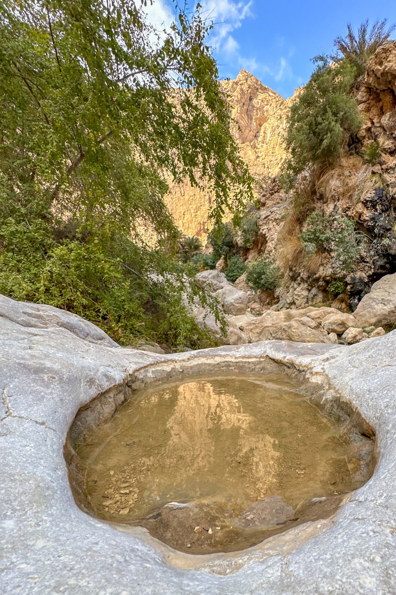 Petit point d'eau au Wadi Shab, Oman