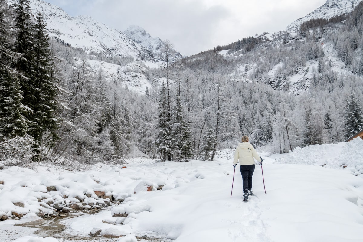 Randonnée en raquettes à la montagne