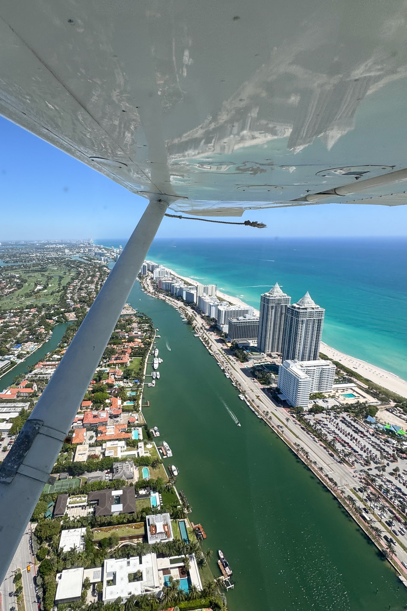 Vue de miami depuis l'hydravion