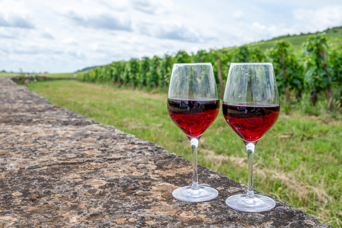 Verres de vin rouge de Bourgogne