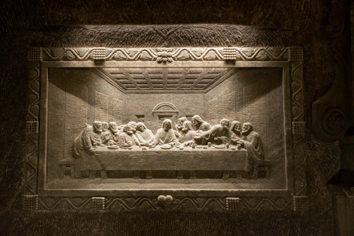 Gravure dans la mine de sel de Wieliczka