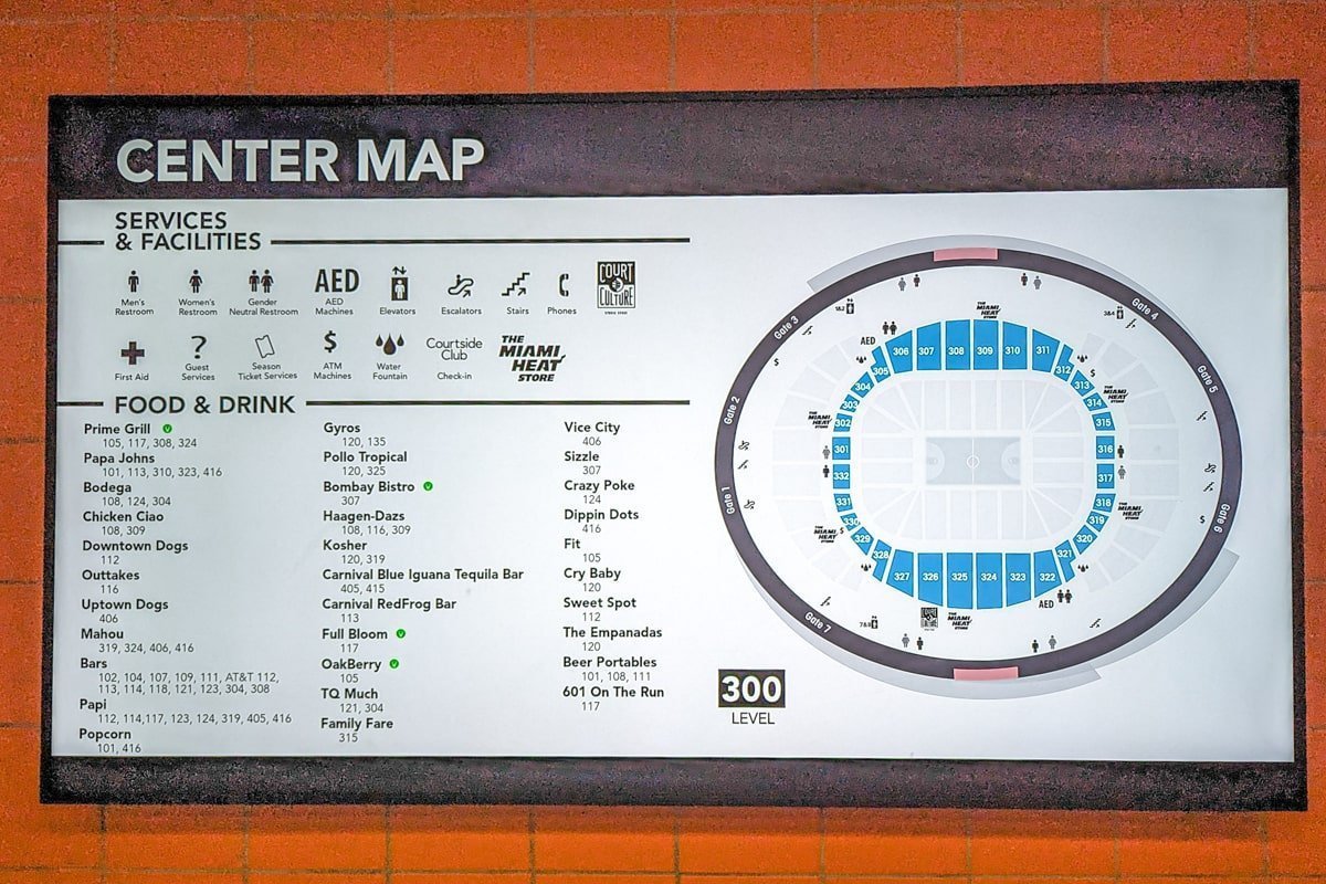 Plan du stade de basket de Miami