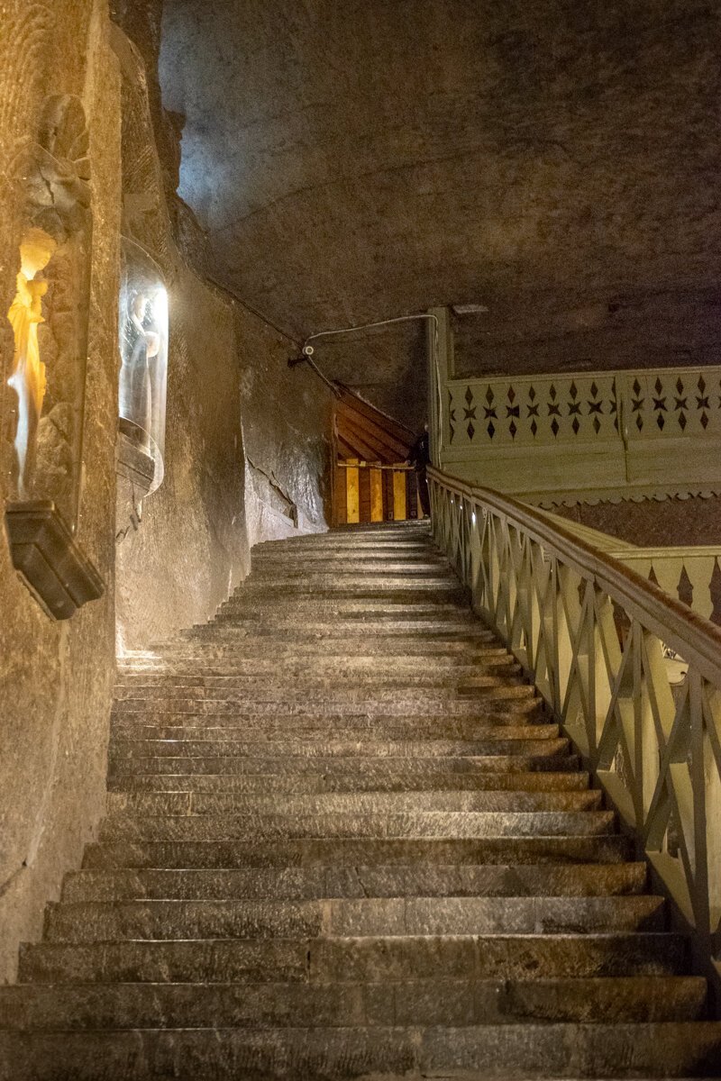 Escalier dans la mine de Wieliczka