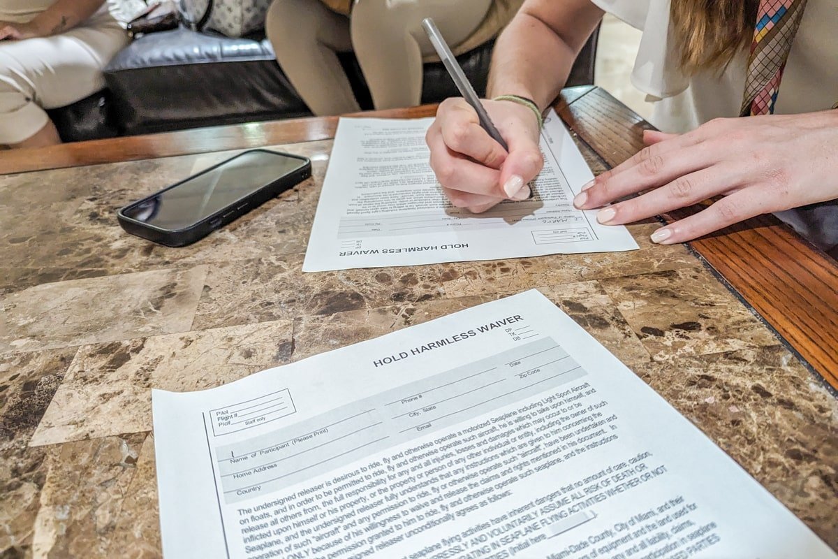 Formulaire de sécurité du Seaplanes Tour