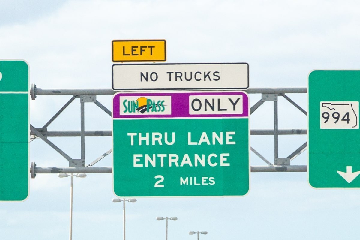 Panneau du Sunpass à Miami
