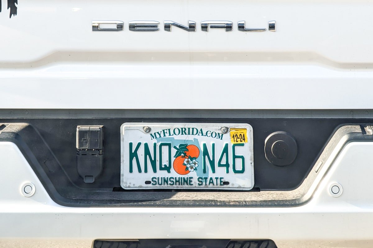 Plaque d'immatriculation d'une voiture en Floride